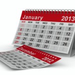 2013 year calendar. January. Isolated 3D image