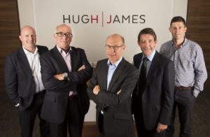 Hugh James acquisition (from left): Alun Jones (managing partner), Howard Richards (Claremont Richards), Simon Levine (Claremont Richards), Gareth Williams (senior partner), Ioan Prydderch (head of property and construction)