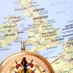 UK map with compass