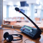 interpreting - Microphone and switchboard in an simultaneous int