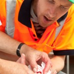 First aid. Accident at work.